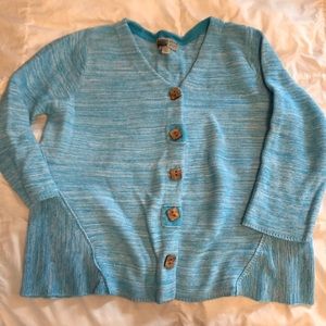 Beautiful blue cotton cardigan with wooden buttons
